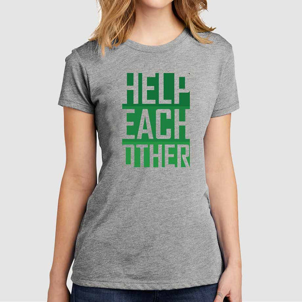 Help Each Other Christian Shirts for Women Light Heathered Gray