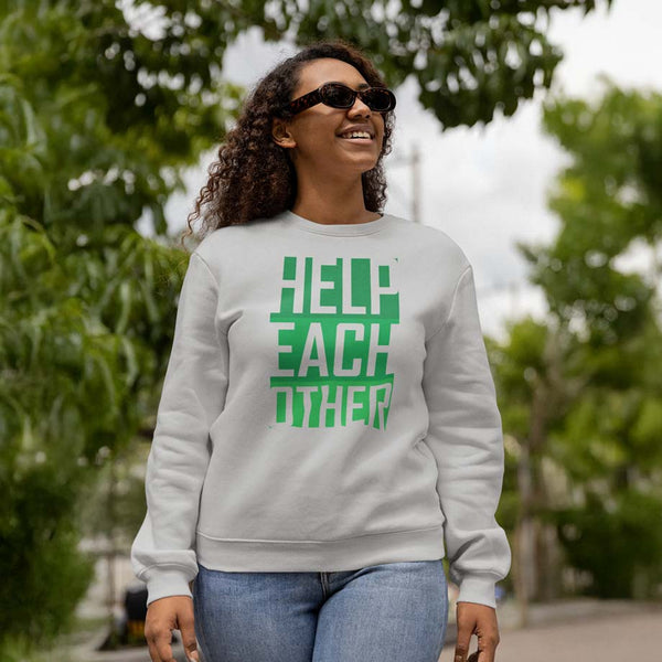 Help Each Other Christian Sweatshirts Unisex Woman Model