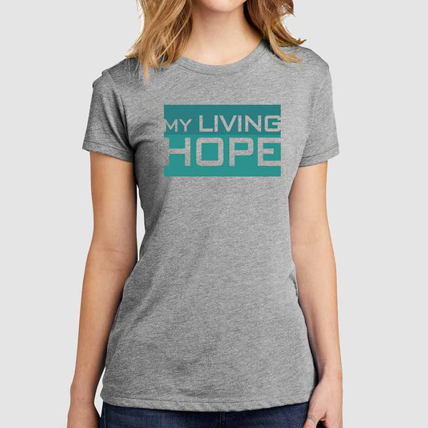 My Living Hope Women's Christian Tees Light Heather Gray
