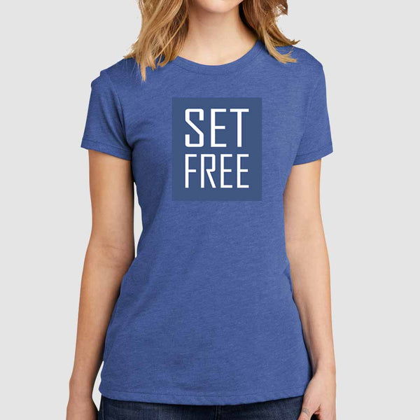 Set Free Women's Christian Tees Heathered Royal Blue